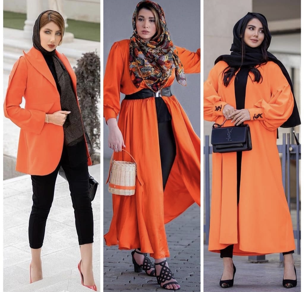 استایل مانتو با رنگ نارنجی