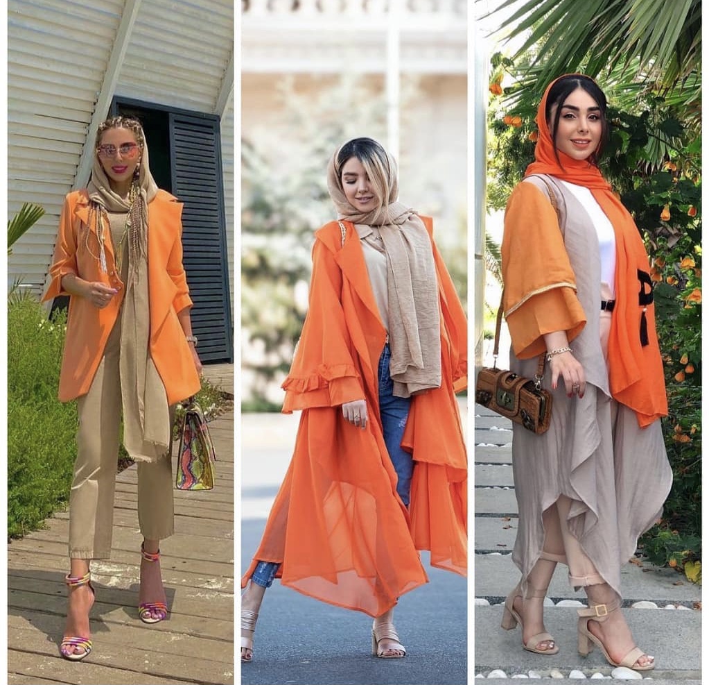 استایل مانتو با رنگ نارنجی