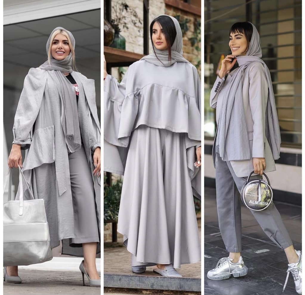 استایل با مانتو طوسی