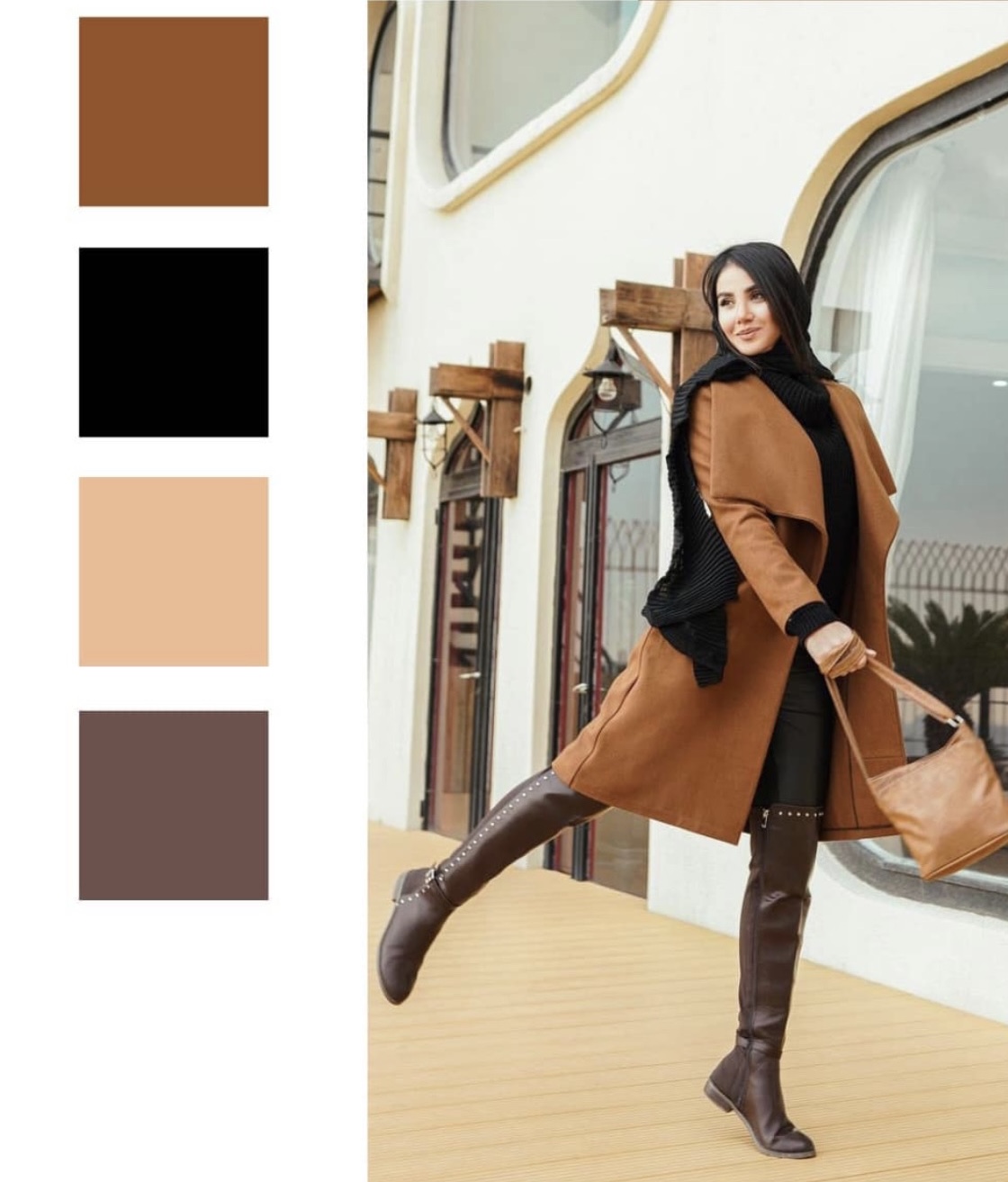 استایل پاییزی با رنگ شتری