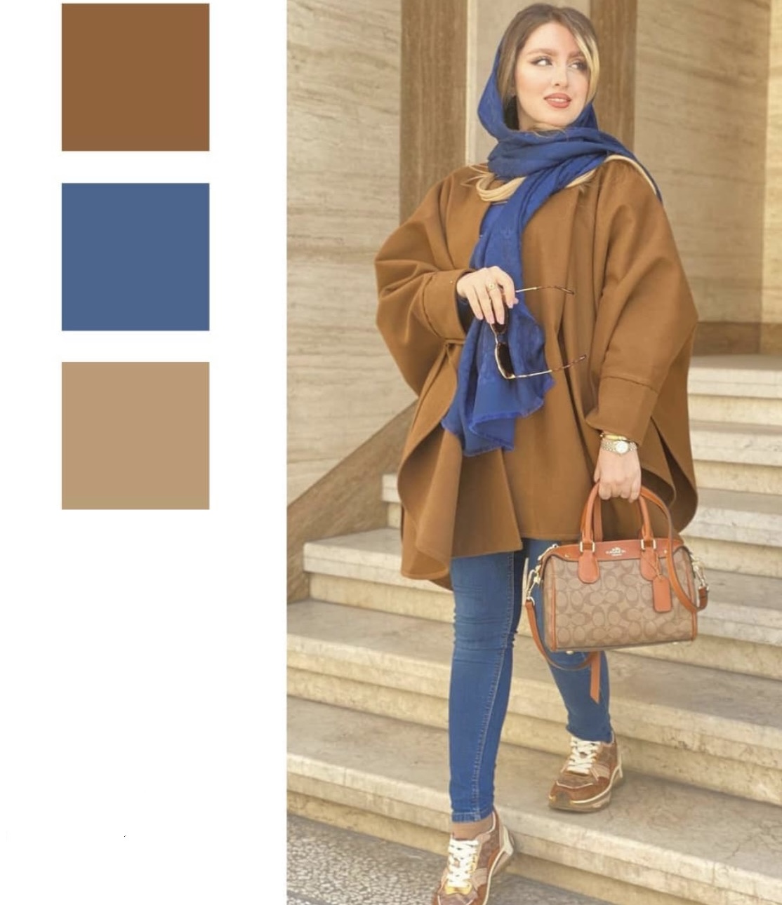 استایل پاییزی با رنگ شتری